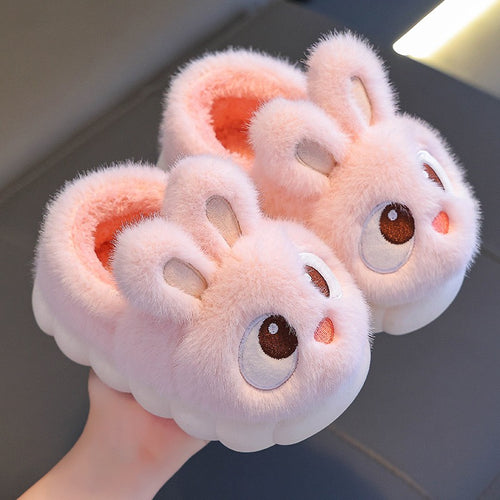 Children's cotton slippers, winter style, girls' bunny style, indoor home, parent-child, non-slip, warm, for medium and large children, boys and babies.