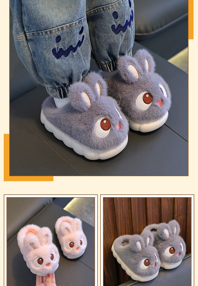 Children's cotton slippers, winter style, girls' bunny style, indoor home, parent-child, non-slip, warm, for medium and large children, boys and babies.