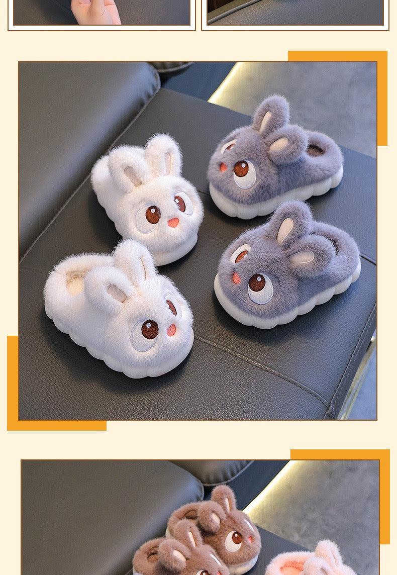 Children's cotton slippers, winter style, girls' bunny style, indoor home, parent-child, non-slip, warm, for medium and large children, boys and babies.
