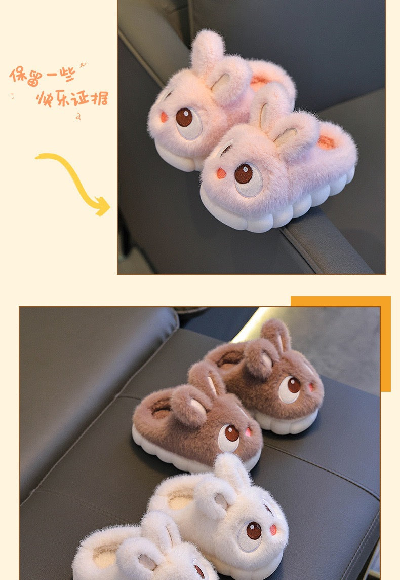Children's cotton slippers, winter style, girls' bunny style, indoor home, parent-child, non-slip, warm, for medium and large children, boys and babies.