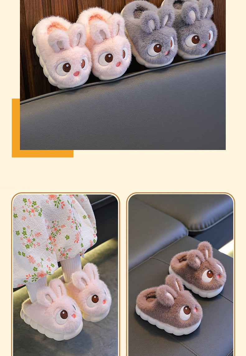 Children's cotton slippers, winter style, girls' bunny style, indoor home, parent-child, non-slip, warm, for medium and large children, boys and babies.