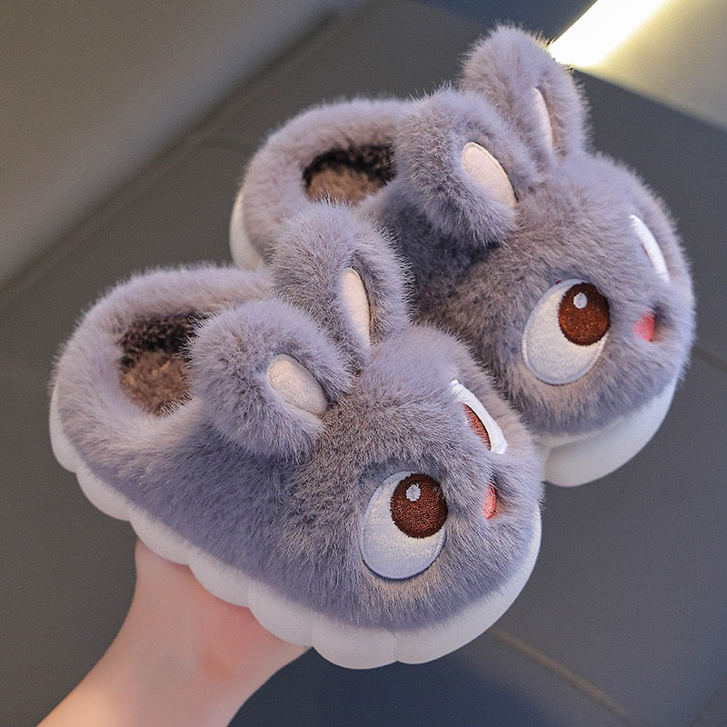 Children's cotton slippers, winter style, girls' bunny style, indoor home, parent-child, non-slip, warm, for medium and large children, boys and babies.