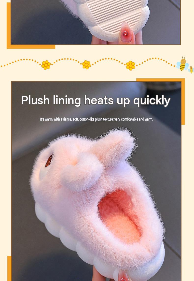 Children's cotton slippers, winter style, girls' bunny style, indoor home, parent-child, non-slip, warm, for medium and large children, boys and babies.