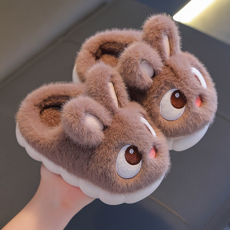 Children's cotton slippers, winter style, girls' bunny style, indoor home, parent-child, non-slip, warm, for medium and large children, boys and babies.