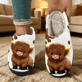 Cute cow print cotton slippers for men and women, perfect for autumn and winter, warm and comfortable.